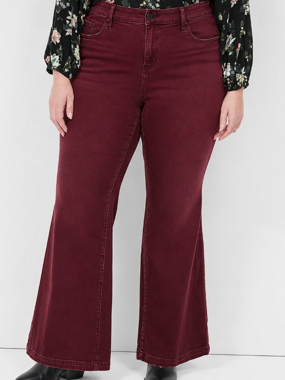 LANE BRYANT Signature Fit Flare Jeans - Burgundy / Wine Colour Plus Size 24